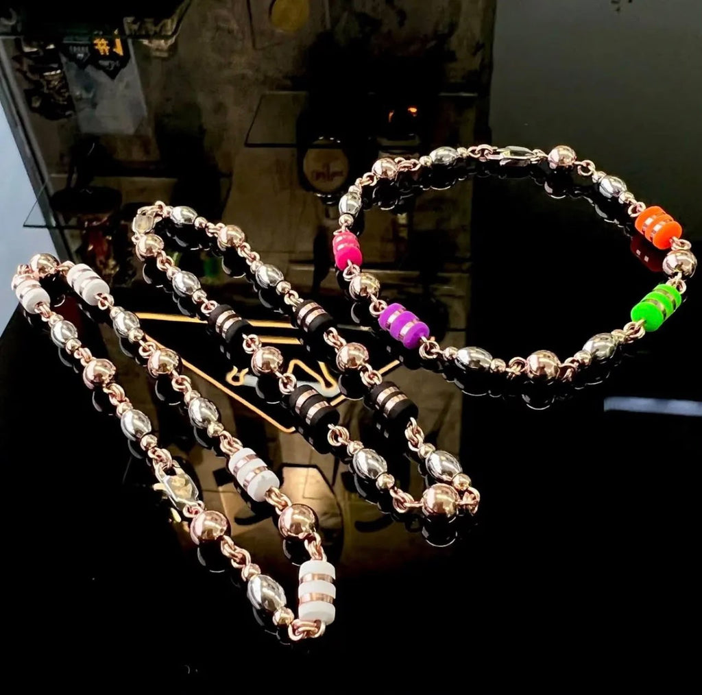 pulsera artesanal ovalo rose de 20 cm