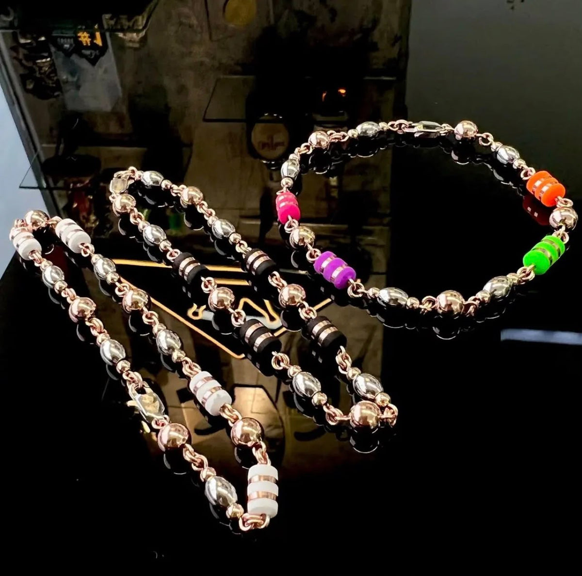pulsera artesanal ovalo rose de 20 cm